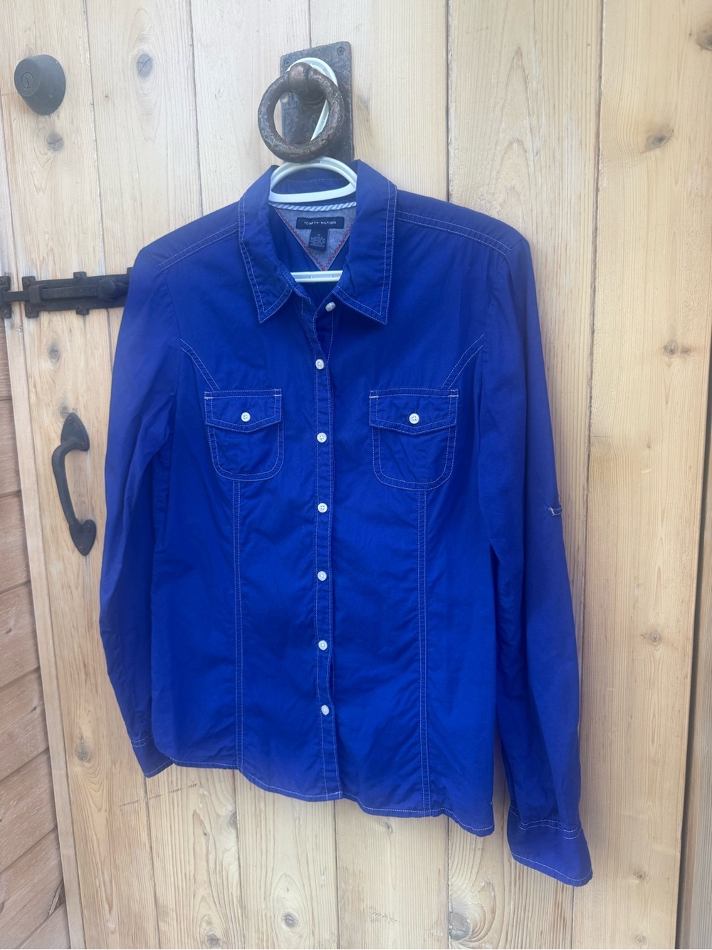 Tommy Hilfiger Western Utility Blue Button Down Shirt Size Medium